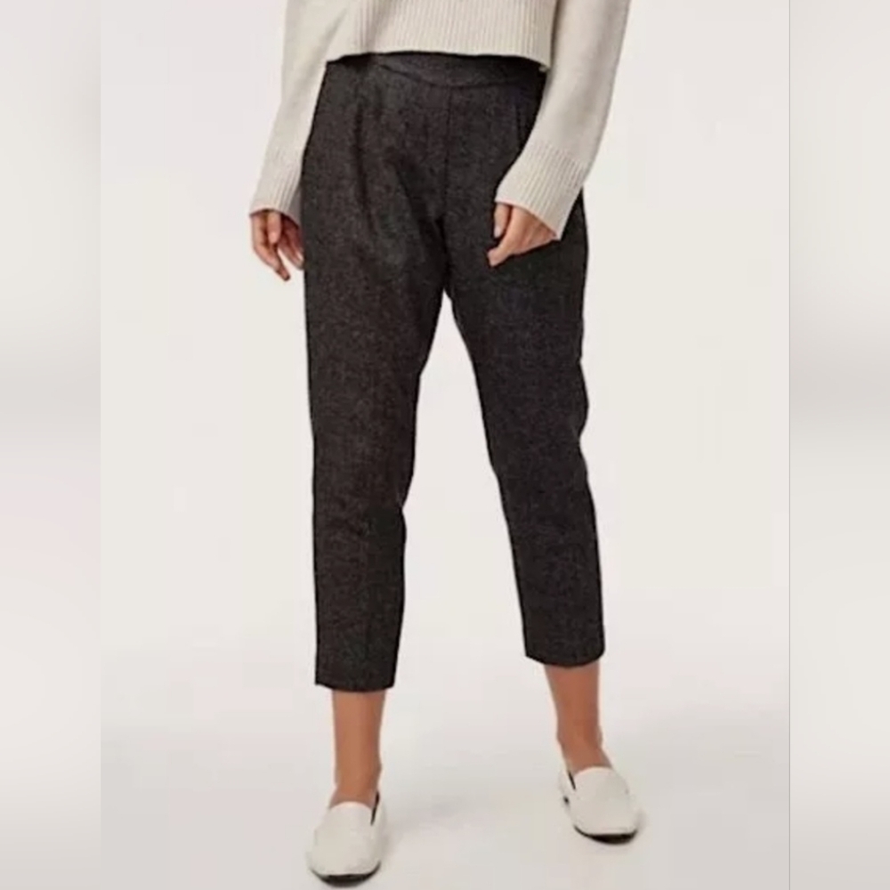Babaton Cohen Cropped Pleated Wool Dress Pant